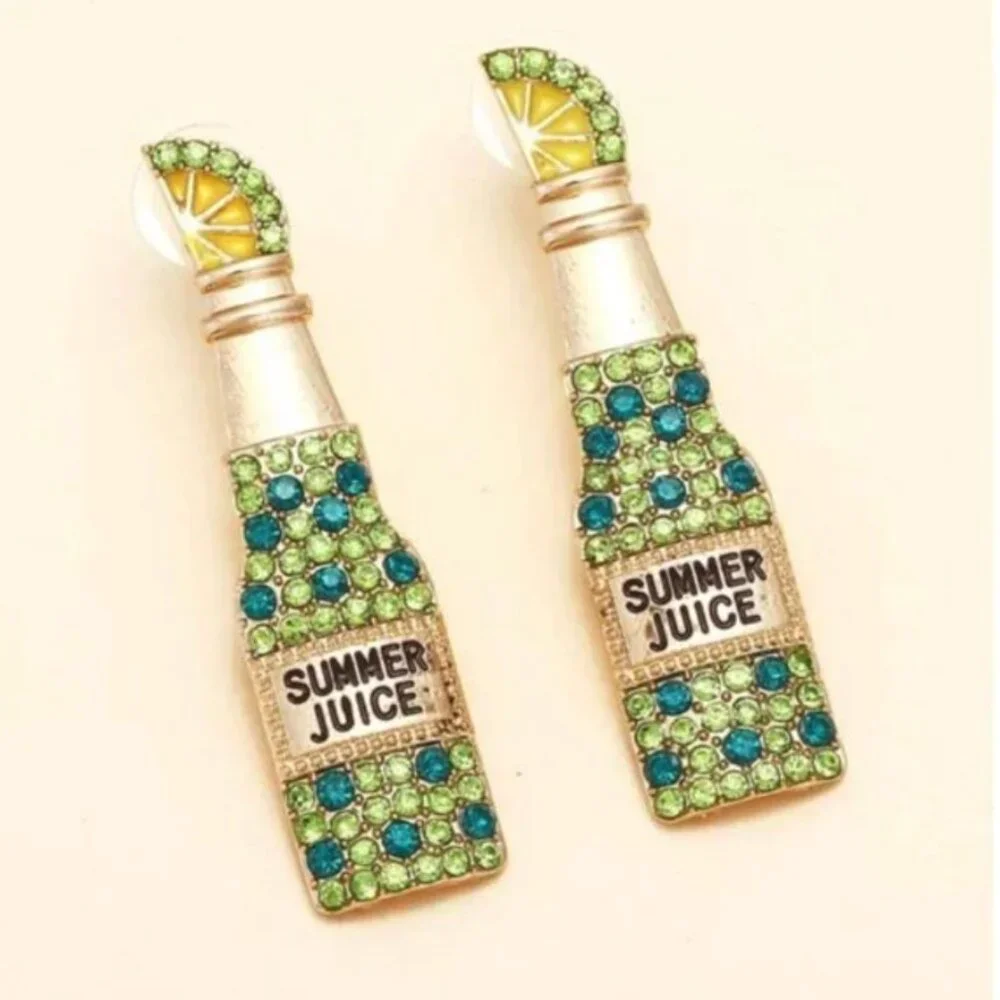 ⭐️❤️FREE Summer Juice Rhinestone Tequila Lime Party Chic Girly Glam Hip Earrings